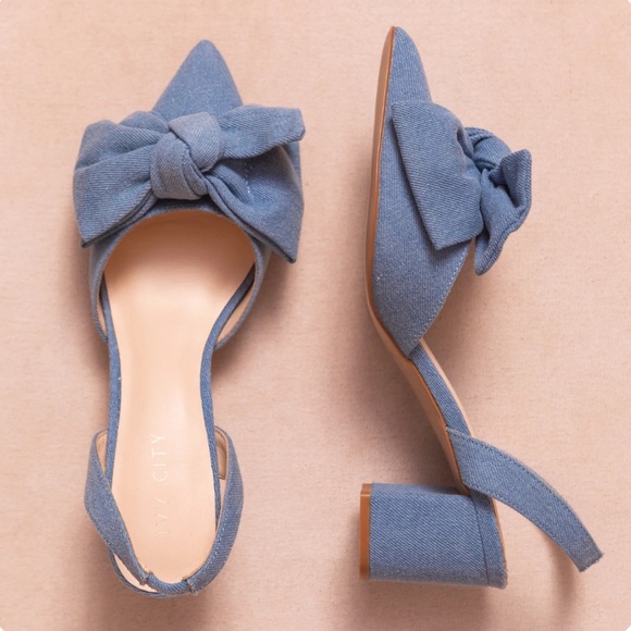 Ivy City Co Shoes - Eloise Bow Heel in Denim